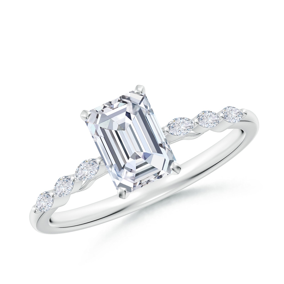 7x5mm FGVS Emerald-Cut Lab-Grown Diamond Engagement Ring with Marquise Accents in P950 Platinum 