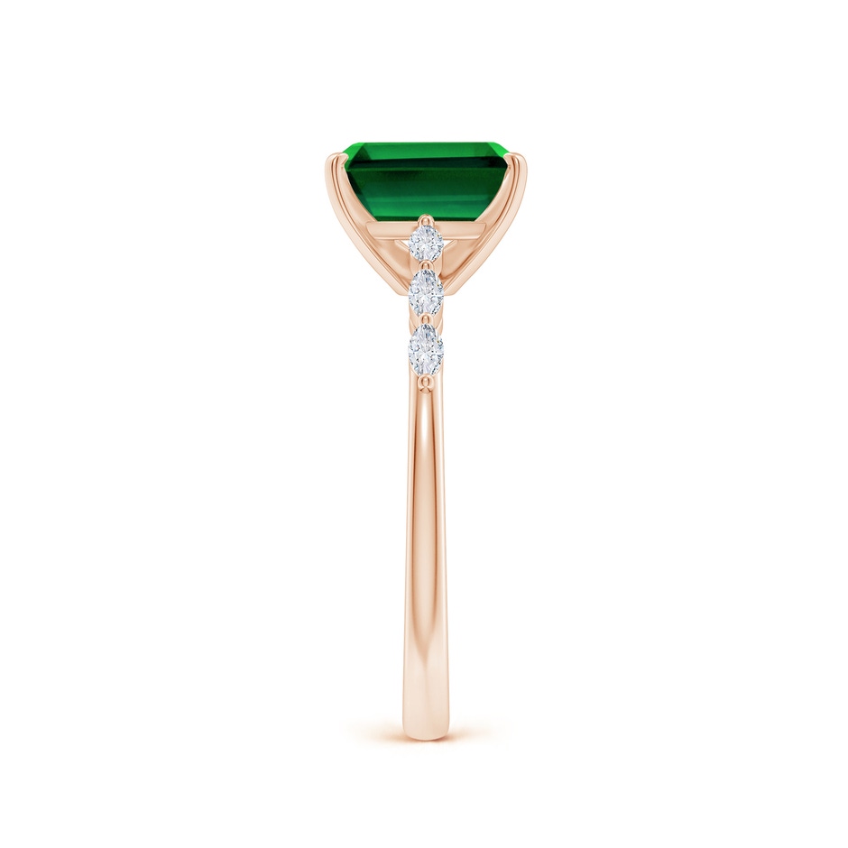 8x6mm Labgrown Prong-Set Emerald-Cut Lab-Grown Emerald Engagement Ring with Marquise Diamonds in 9K Rose Gold side 299