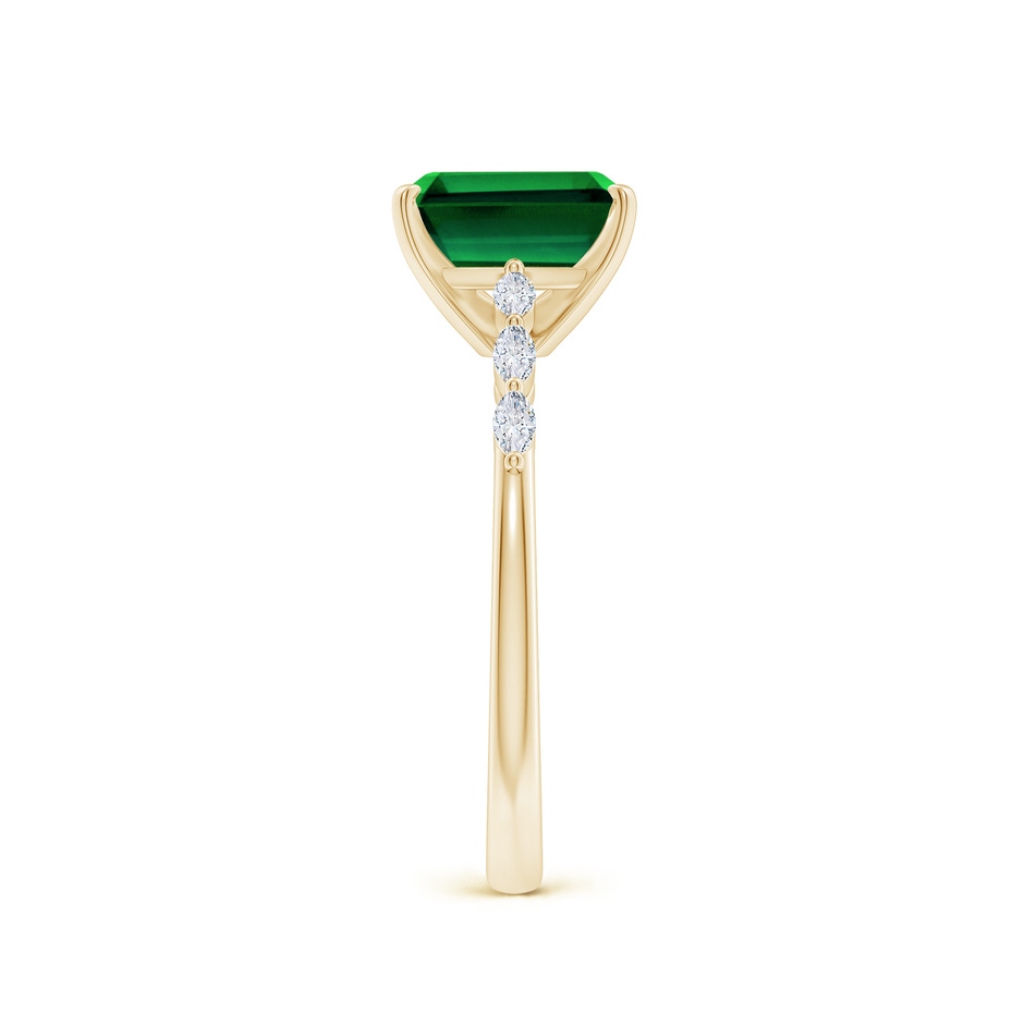 8x6mm Labgrown Prong-Set Emerald-Cut Lab-Grown Emerald Engagement Ring with Marquise Diamonds in Yellow Gold side 299
