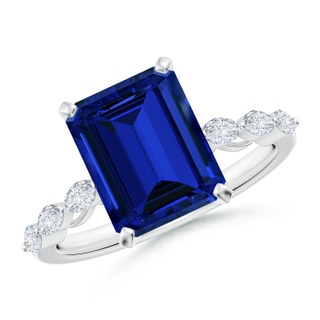 Emerald Cut Lab-Grown Lab Grown Blue Sapphire