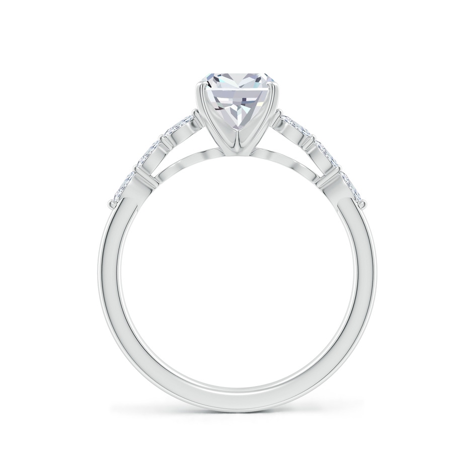 8x6mm FGVS Cushion Rectangular Lab-Grown Diamond Engagement Ring with Marquise Accents in White Gold side 199