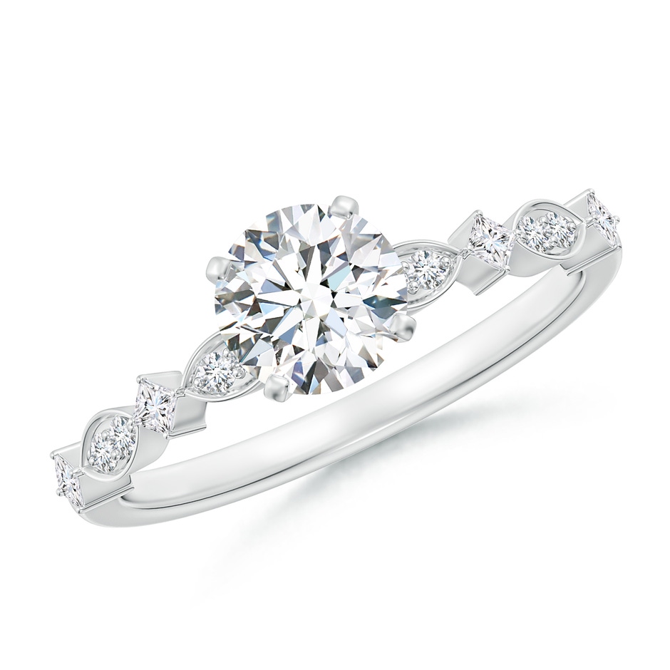 5.9mm FGVS Round Lab-Grown Diamond Engagement Ring with Marquise Motifs in P950 Platinum 