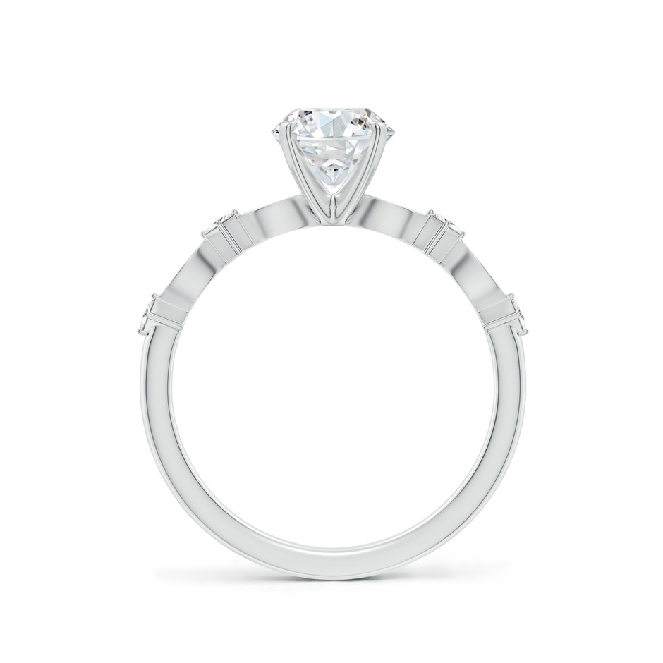 6.4mm FGVS Round Lab-Grown Diamond Engagement Ring with Marquise Motifs in 18K White Gold side 199