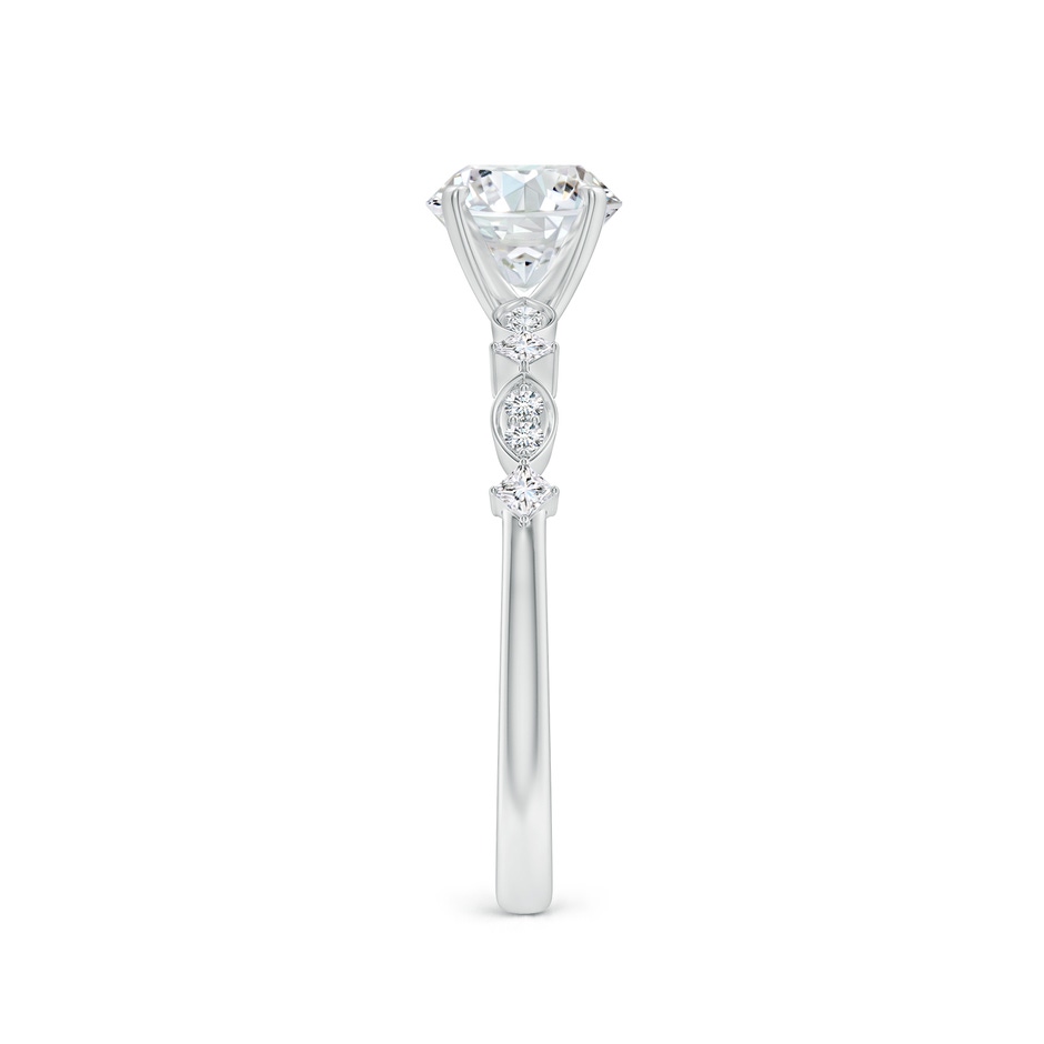 6.4mm FGVS Round Lab-Grown Diamond Engagement Ring with Marquise Motifs in 18K White Gold side 299