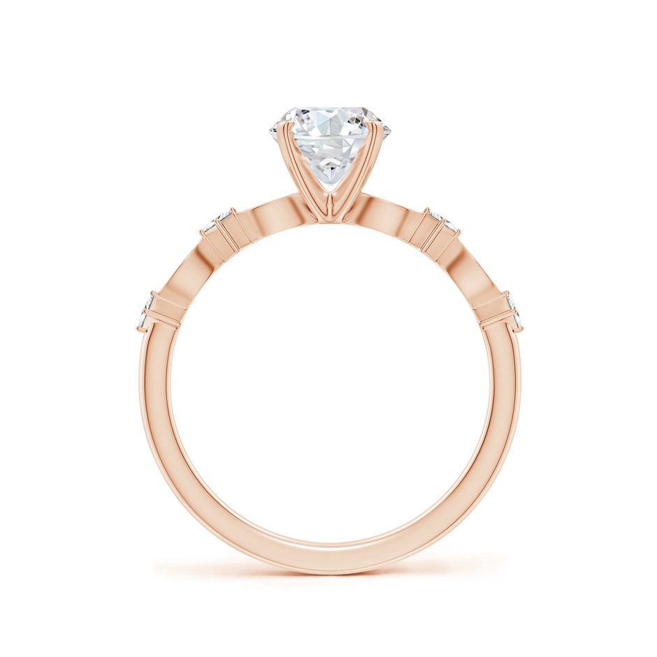 6.4mm FGVS Round Lab-Grown Diamond Engagement Ring with Marquise Motifs in Rose Gold side 199