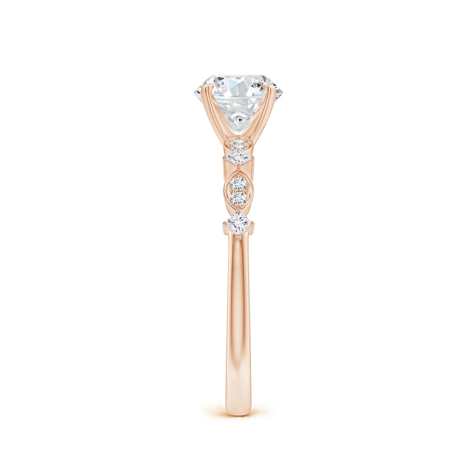 6.4mm FGVS Round Lab-Grown Diamond Engagement Ring with Marquise Motifs in Rose Gold side 299