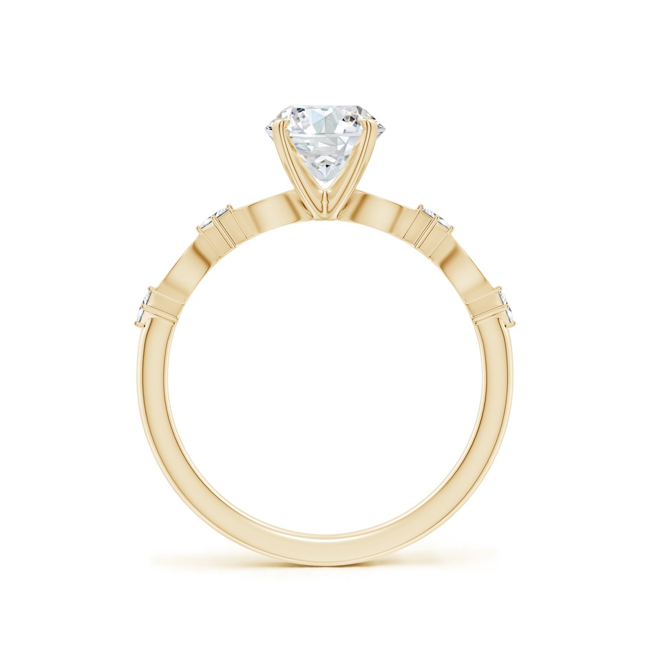 6.4mm FGVS Round Lab-Grown Diamond Engagement Ring with Marquise Motifs in Yellow Gold side 199