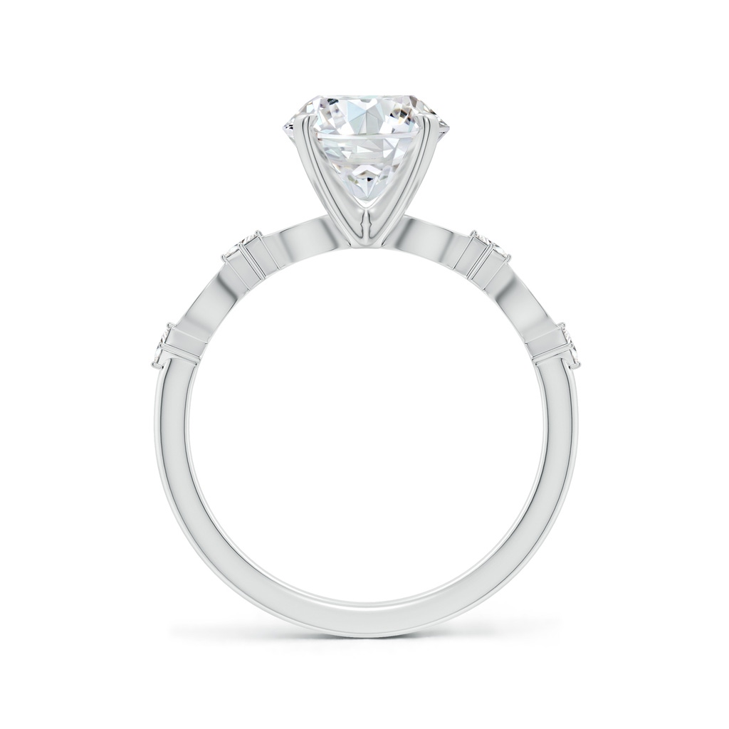 8mm FGVS Round Lab-Grown Diamond Engagement Ring with Marquise Motifs in White Gold - side 199