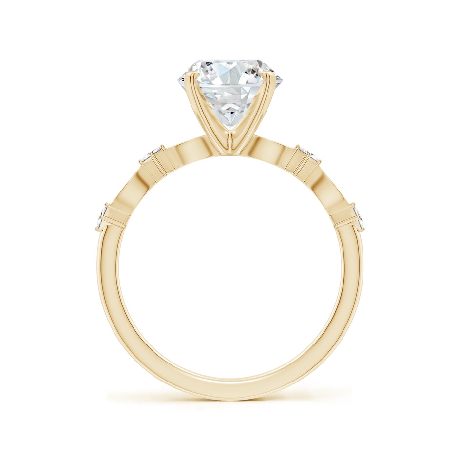 8mm FGVS Round Lab-Grown Diamond Engagement Ring with Marquise Motifs in Yellow Gold side 199