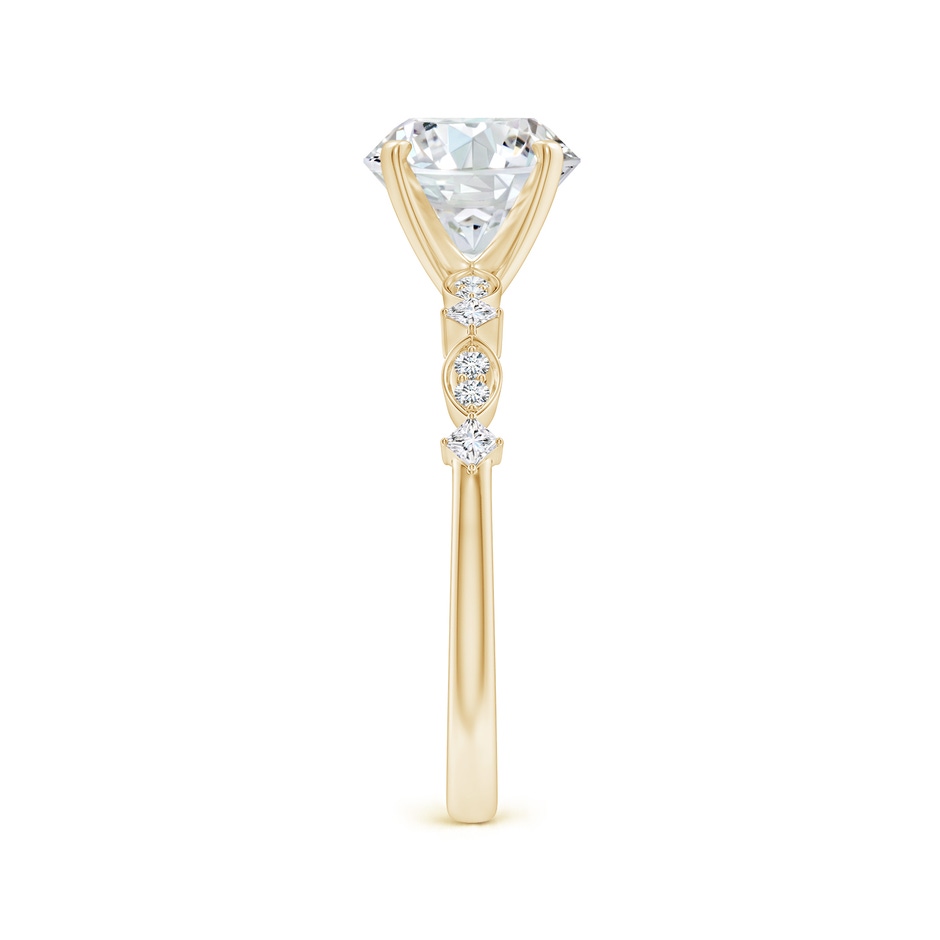 8mm FGVS Round Lab-Grown Diamond Engagement Ring with Marquise Motifs in Yellow Gold side 299