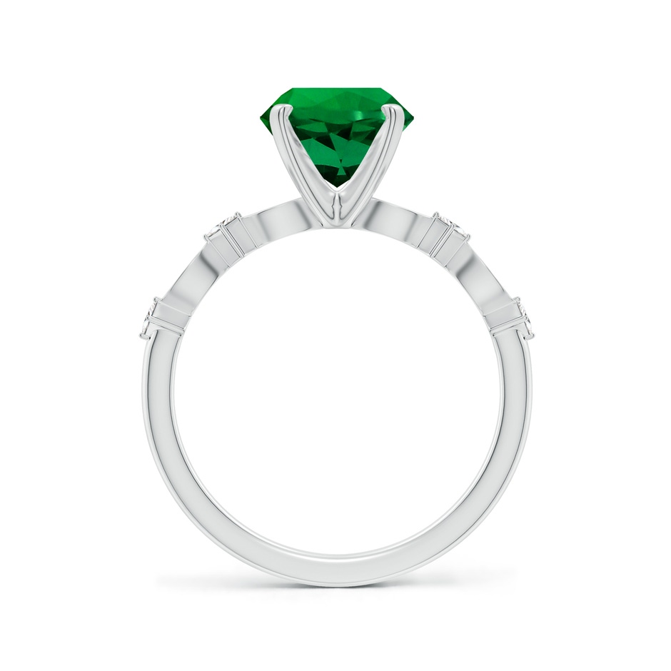 8mm Labgrown Round Lab-Grown Emerald Engagement Ring with Marquise Motifs in White Gold side 199