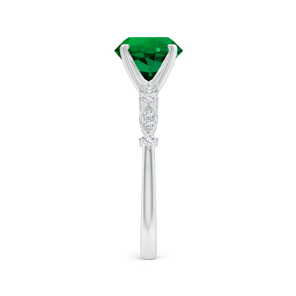 8mm Labgrown Round Lab-Grown Emerald Engagement Ring with Marquise Motifs in White Gold side 299