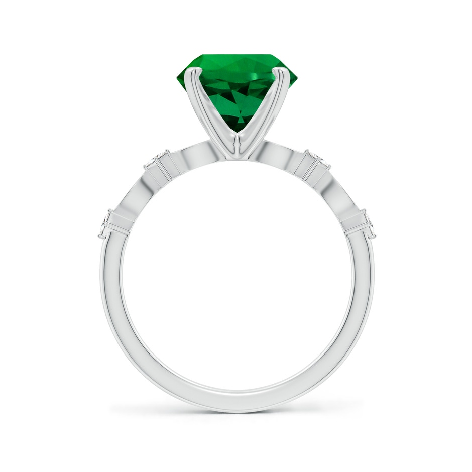 9mm Labgrown Round Lab-Grown Emerald Engagement Ring with Marquise Motifs in 18K White Gold side 199