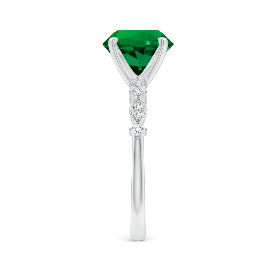 9mm Labgrown Round Lab-Grown Emerald Engagement Ring with Marquise Motifs in 18K White Gold side 299