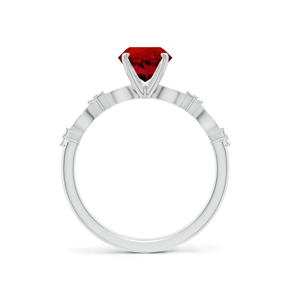 6.5mm Labgrown Round Lab-Grown Ruby Engagement Ring with Marquise Motifs in White Gold side 199