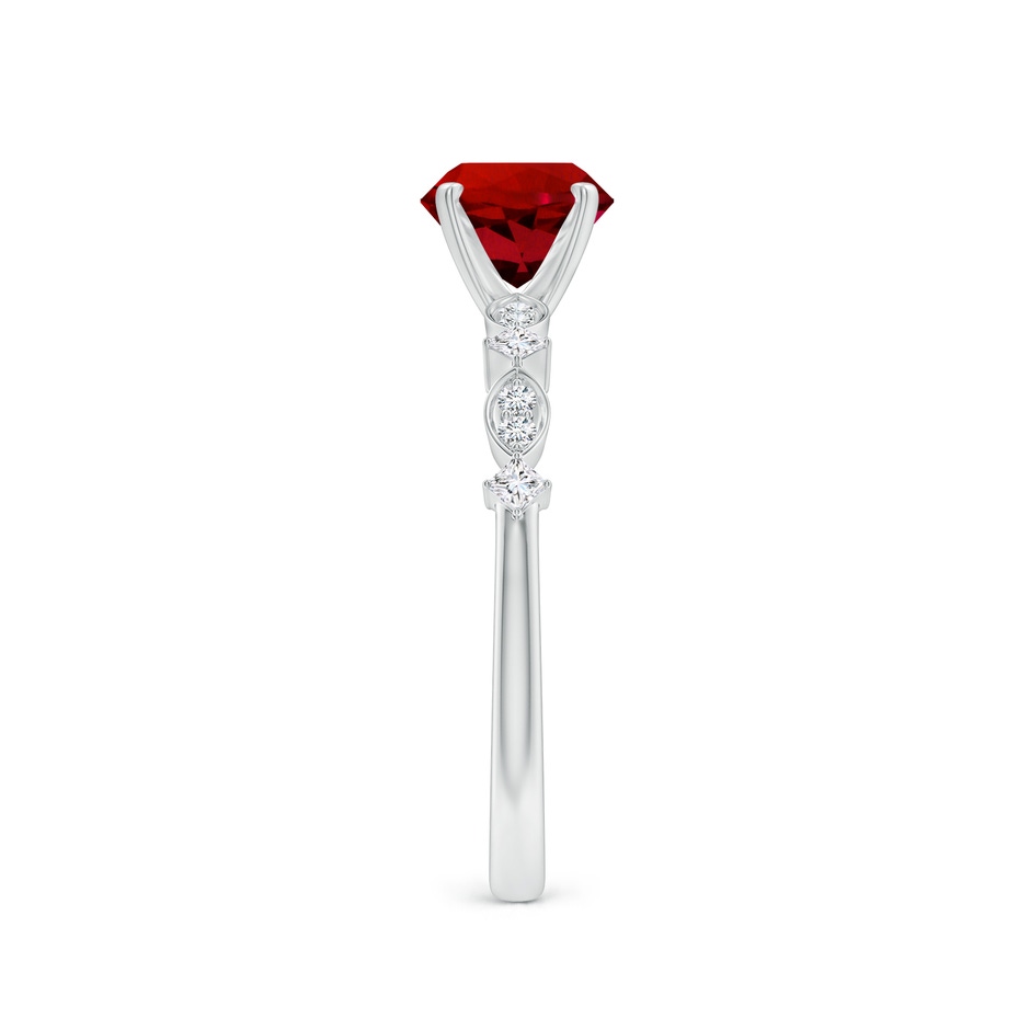 6.5mm Labgrown Round Lab-Grown Ruby Engagement Ring with Marquise Motifs in White Gold side 299