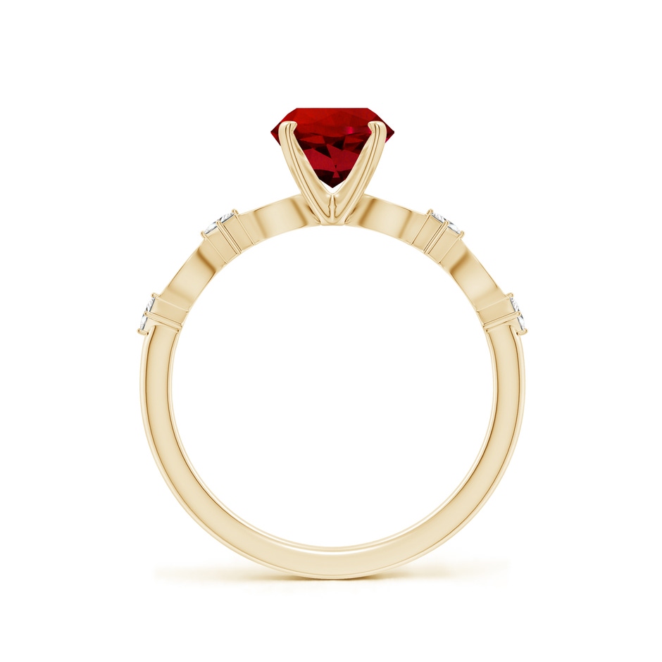 6.5mm Labgrown Round Lab-Grown Ruby Engagement Ring with Marquise Motifs in Yellow Gold side 199