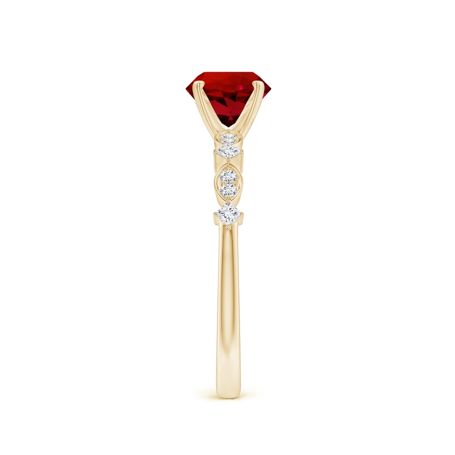 6.5mm Labgrown Round Lab-Grown Ruby Engagement Ring with Marquise Motifs in Yellow Gold side 299