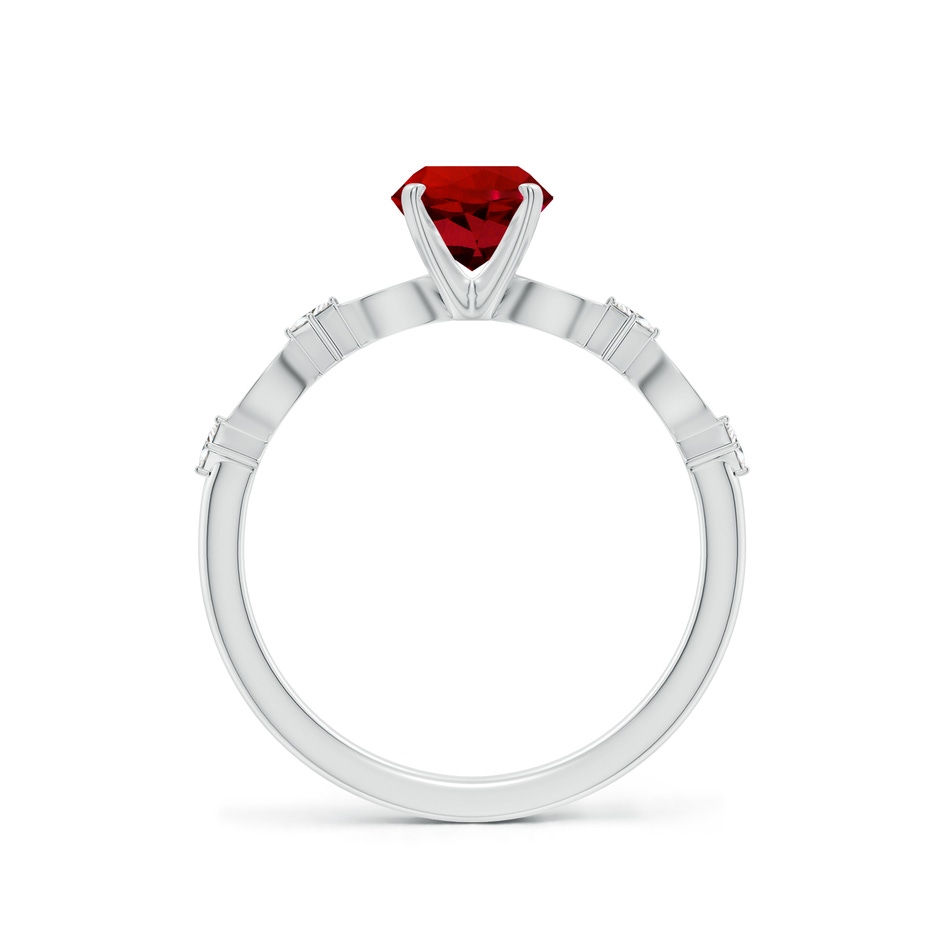 6mm Labgrown Round Lab-Grown Ruby Engagement Ring with Marquise Motifs in P950 Platinum side 199