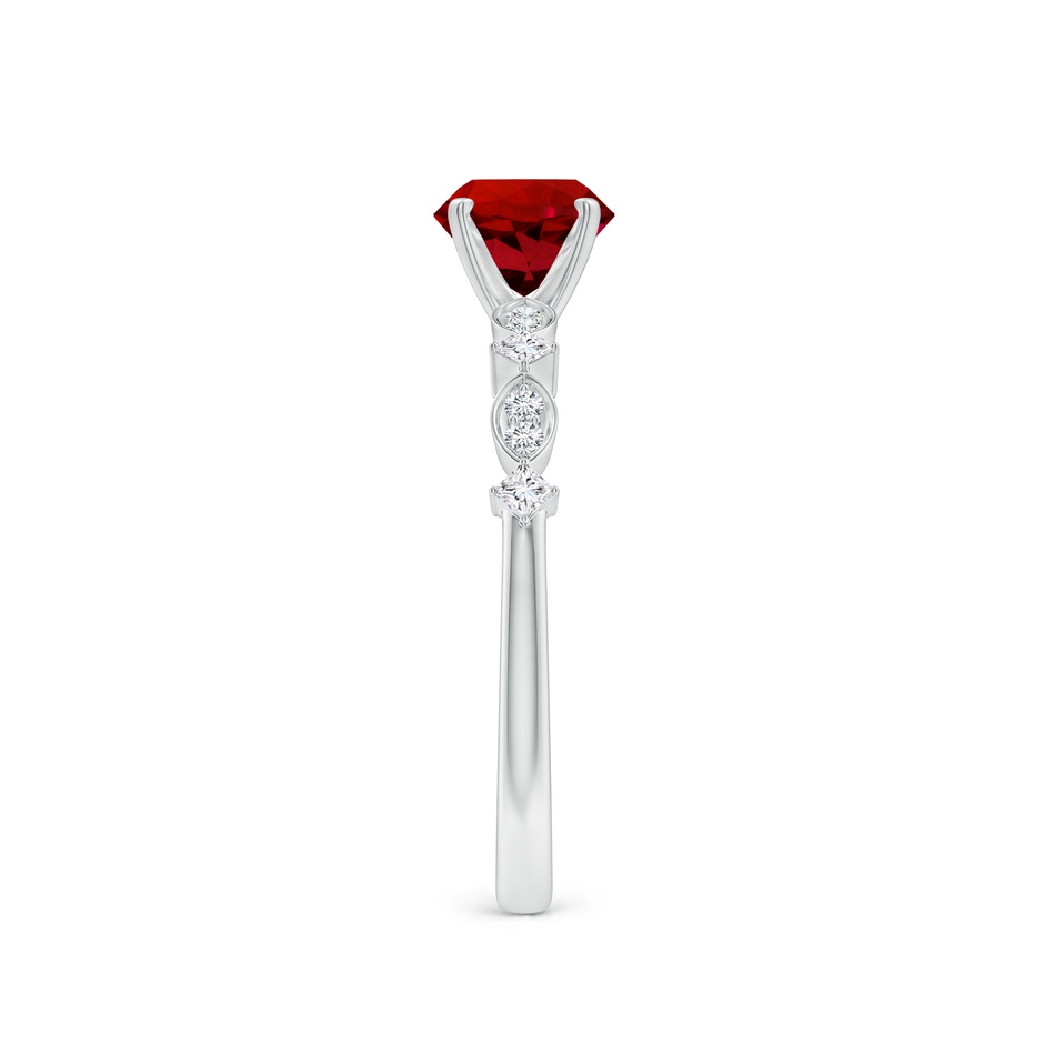 6mm Labgrown Round Lab-Grown Ruby Engagement Ring with Marquise Motifs in P950 Platinum side 299