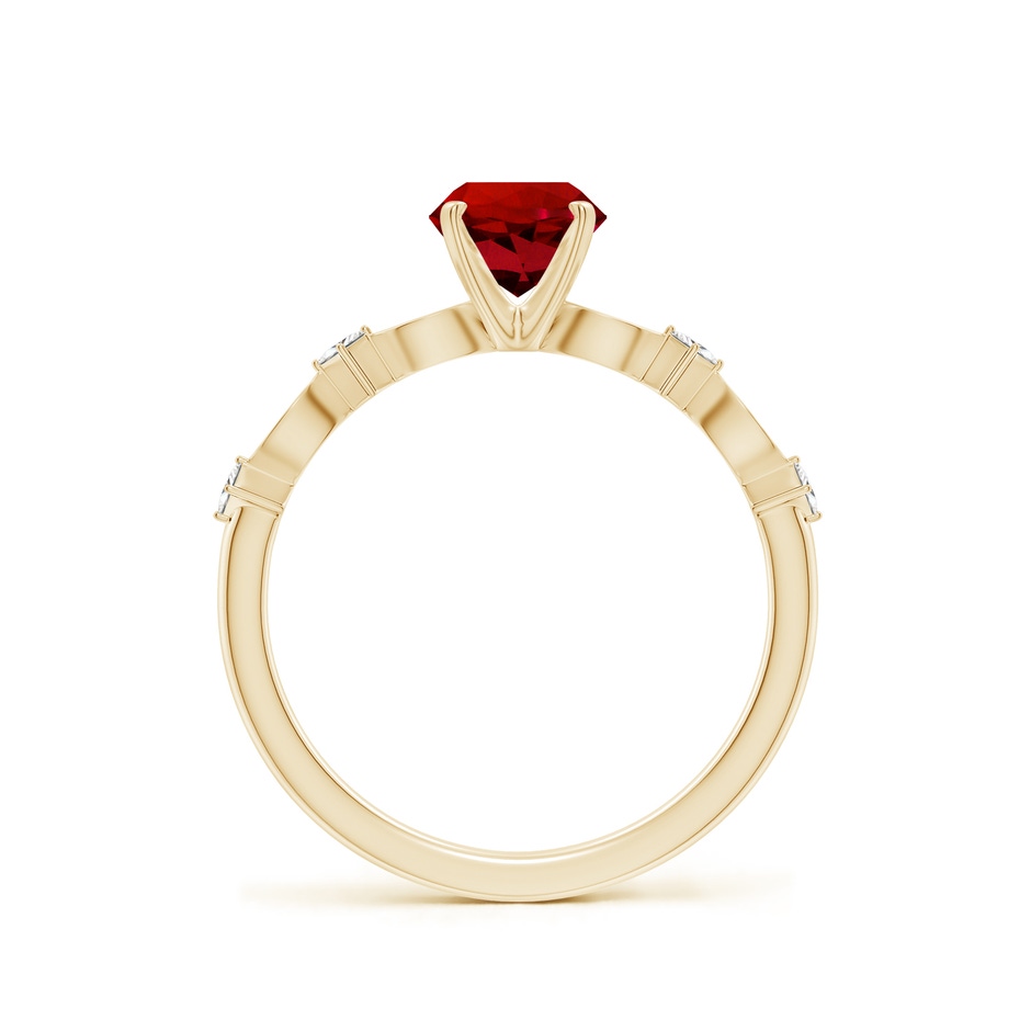 6mm Labgrown Round Lab-Grown Ruby Engagement Ring with Marquise Motifs in Yellow Gold side 199