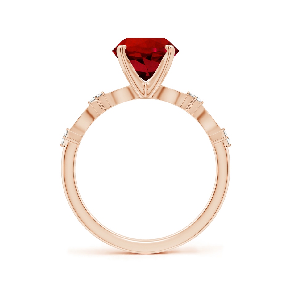 8mm Labgrown Round Lab-Grown Ruby Engagement Ring with Marquise Motifs in 18K Rose Gold side 199