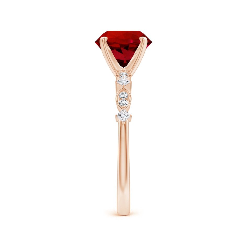 8mm Labgrown Round Lab-Grown Ruby Engagement Ring with Marquise Motifs in 18K Rose Gold side 299