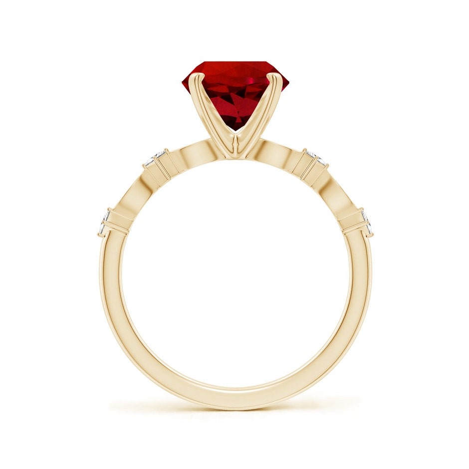 8mm Labgrown Round Lab-Grown Ruby Engagement Ring with Marquise Motifs in 18K Yellow Gold side 199