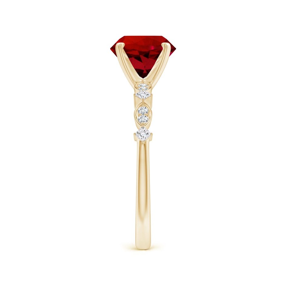 8mm Labgrown Round Lab-Grown Ruby Engagement Ring with Marquise Motifs in 18K Yellow Gold side 299