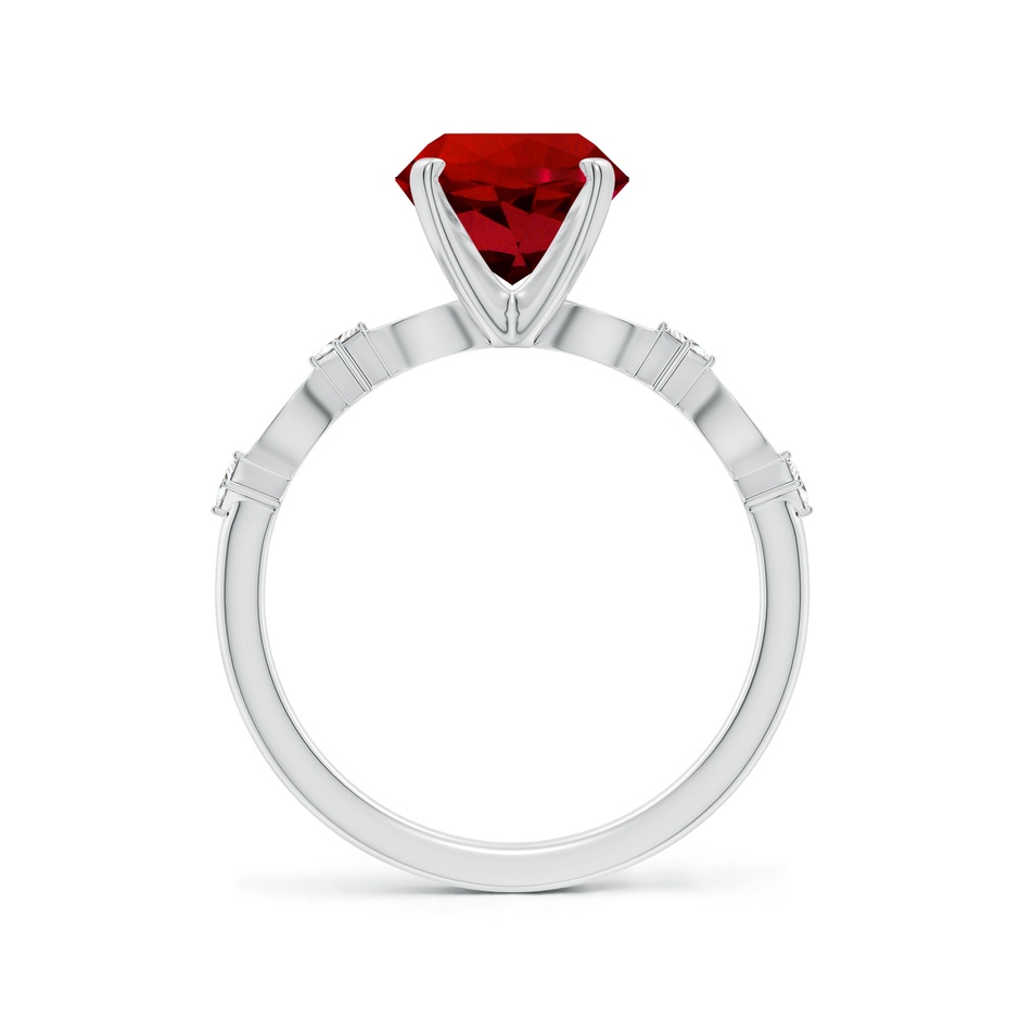8mm Labgrown Round Lab-Grown Ruby Engagement Ring with Marquise Motifs in P950 Platinum side 199