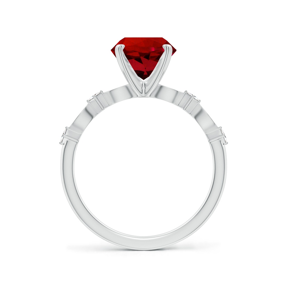 8mm Labgrown Round Lab-Grown Ruby Engagement Ring with Marquise Motifs in White Gold side 199