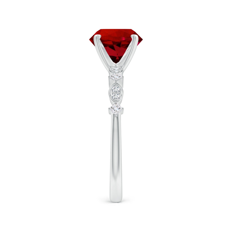 8mm Labgrown Round Lab-Grown Ruby Engagement Ring with Marquise Motifs in White Gold side 299