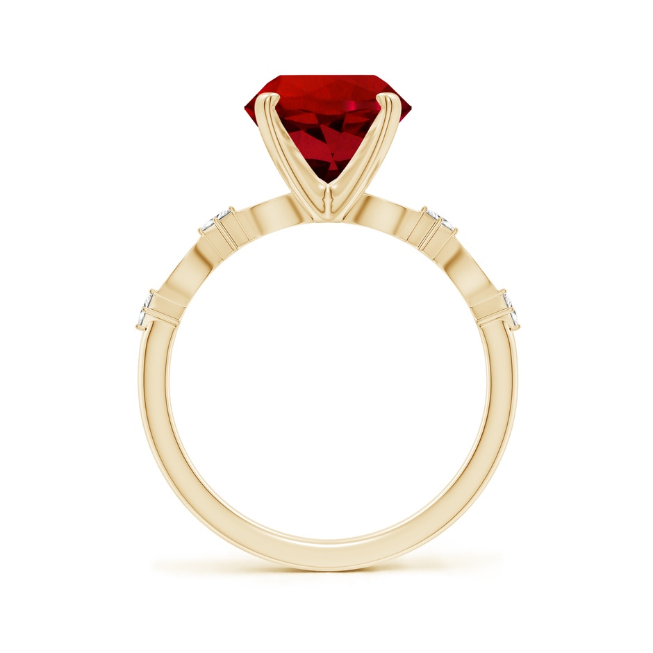 9mm Labgrown Round Lab-Grown Ruby Engagement Ring with Marquise Motifs in 18K Yellow Gold side 199