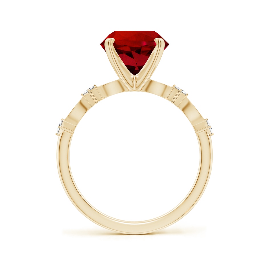9mm Labgrown Round Lab-Grown Ruby Engagement Ring with Marquise Motifs in Yellow Gold side 199