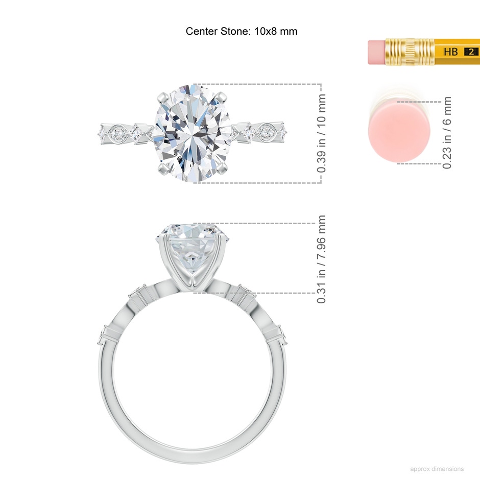 10x8mm FGVS Oval Lab-Grown Diamond Engagement Ring with Marquise Motifs in P950 Platinum ruler