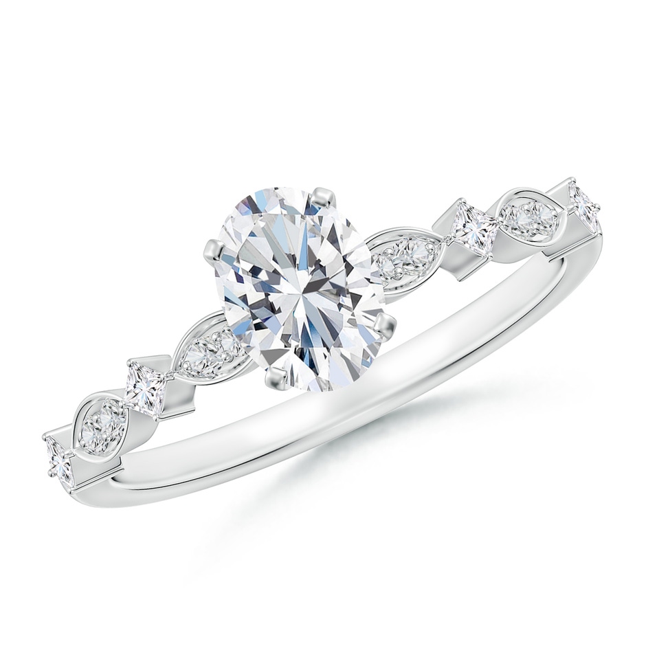 7x5mm FGVS Oval Lab-Grown Diamond Engagement Ring with Marquise Motifs in P950 Platinum 