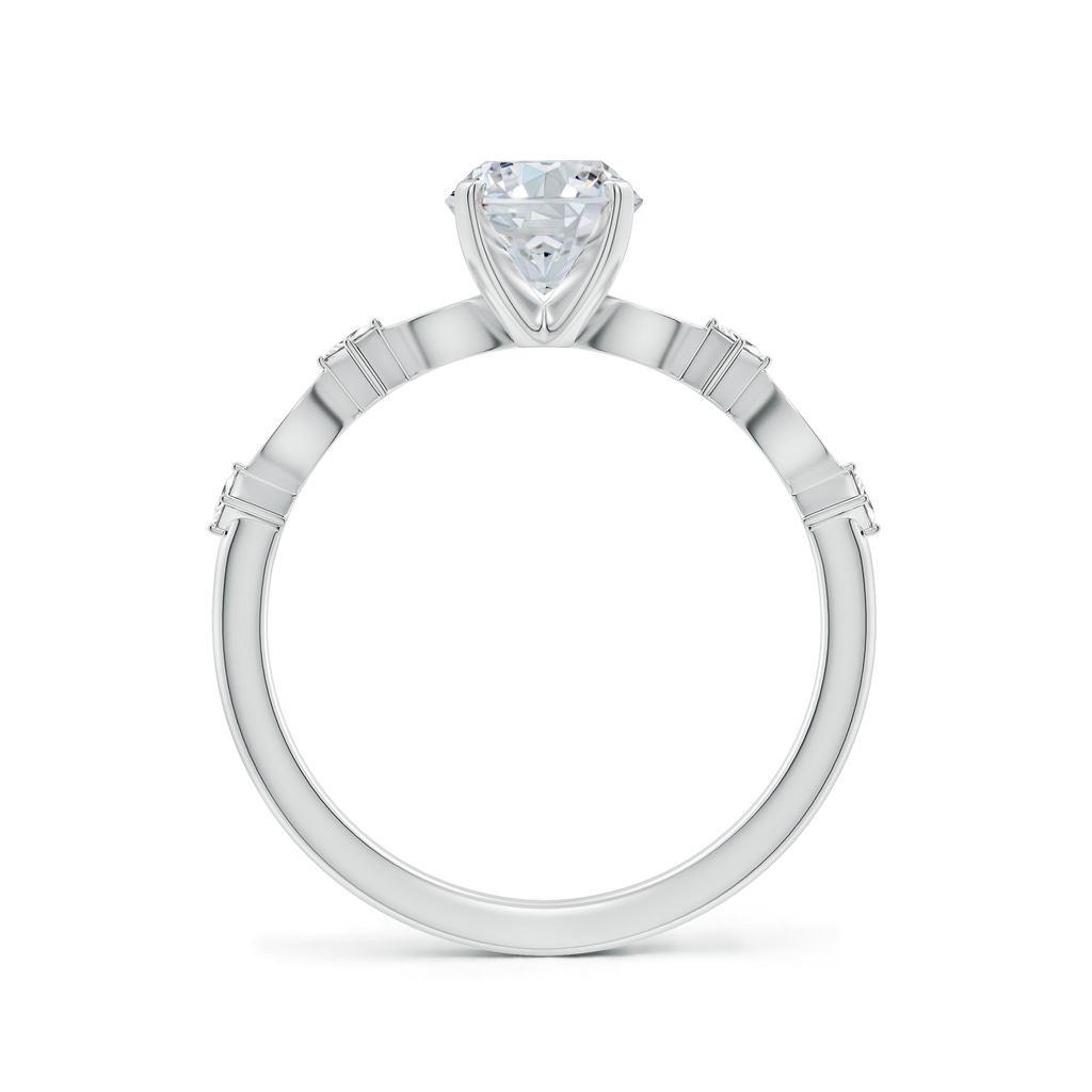 8x6mm FGVS Oval Lab-Grown Diamond Engagement Ring with Marquise Motifs in 18K White Gold - side 199
