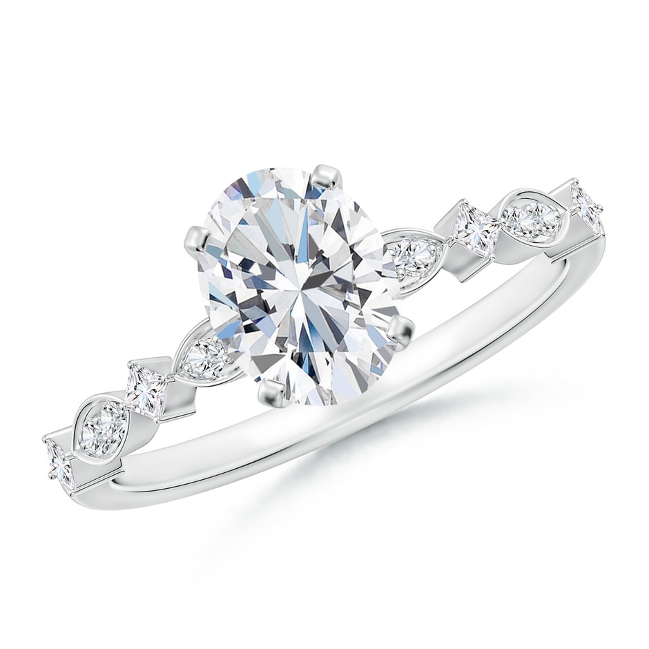 8x6mm FGVS Oval Lab-Grown Diamond Engagement Ring with Marquise Motifs in P950 Platinum 