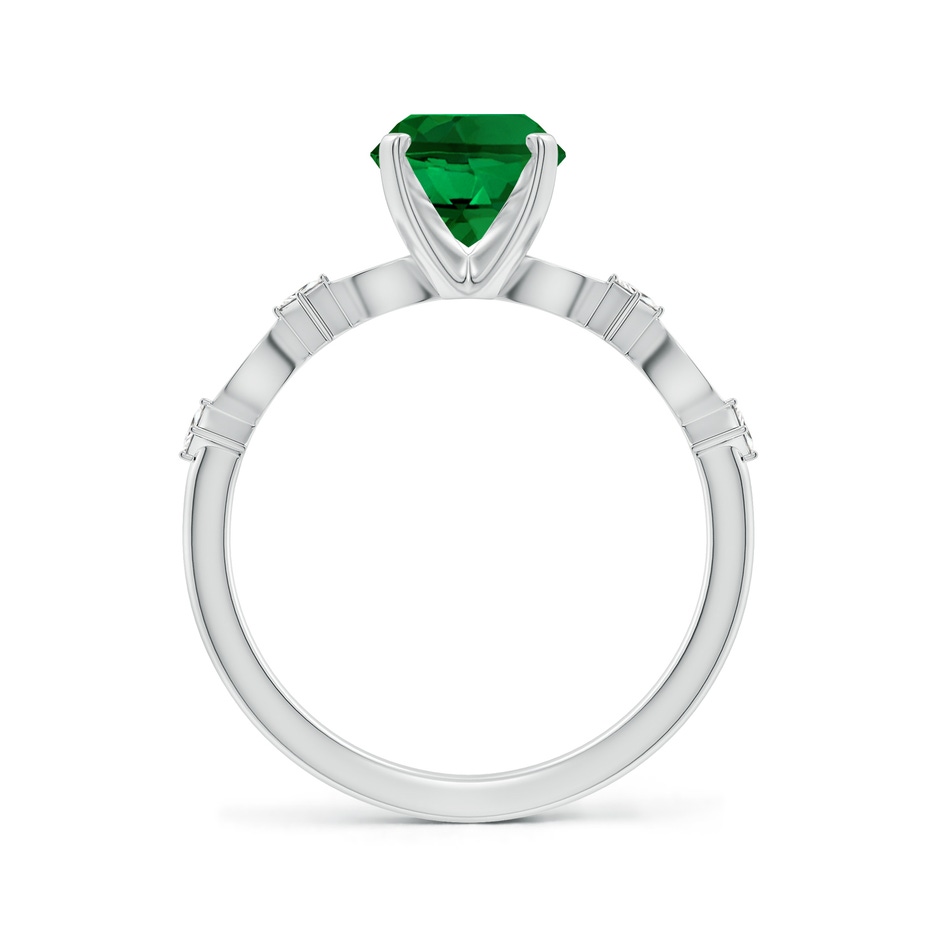 9x7mm Labgrown Oval Lab-Grown Emerald Engagement Ring with Marquise Motifs in White Gold side 199