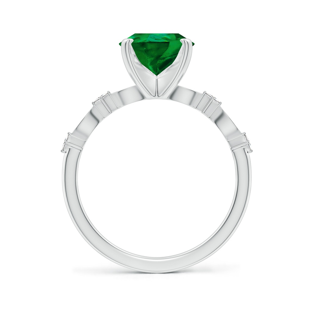 10x8mm Labgrown Pear Lab-Grown Emerald Engagement Ring with Marquise Motifs in 18K White Gold - side 199