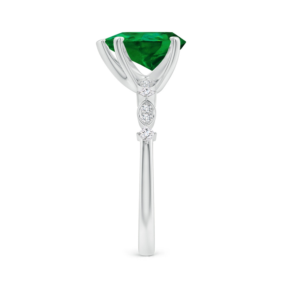 10x8mm Labgrown Pear Lab-Grown Emerald Engagement Ring with Marquise Motifs in P950 Platinum side 299