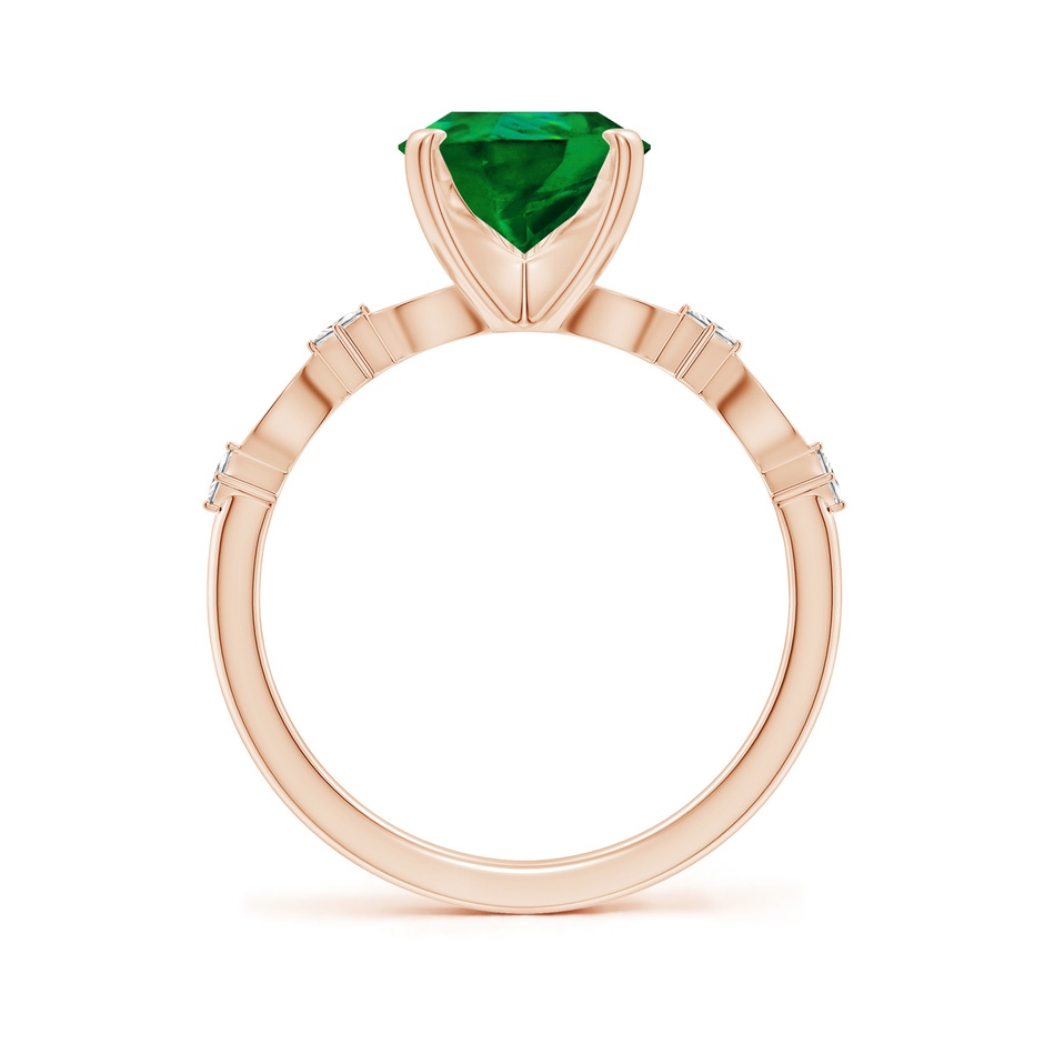 10x8mm Labgrown Pear Lab-Grown Emerald Engagement Ring with Marquise Motifs in Rose Gold side 199