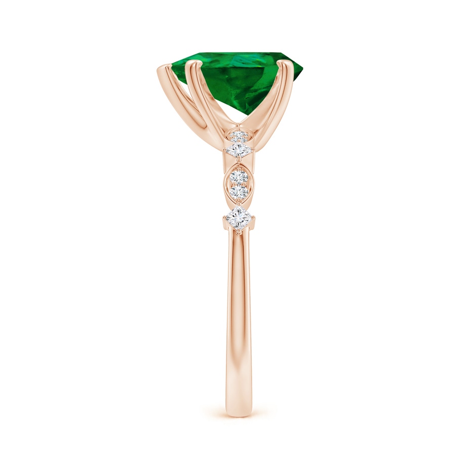 10x8mm Labgrown Pear Lab-Grown Emerald Engagement Ring with Marquise Motifs in Rose Gold side 299