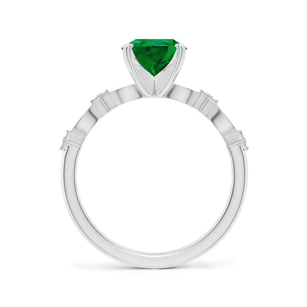 9x7mm Labgrown Pear Lab-Grown Emerald Engagement Ring with Marquise Motifs in White Gold - side 199