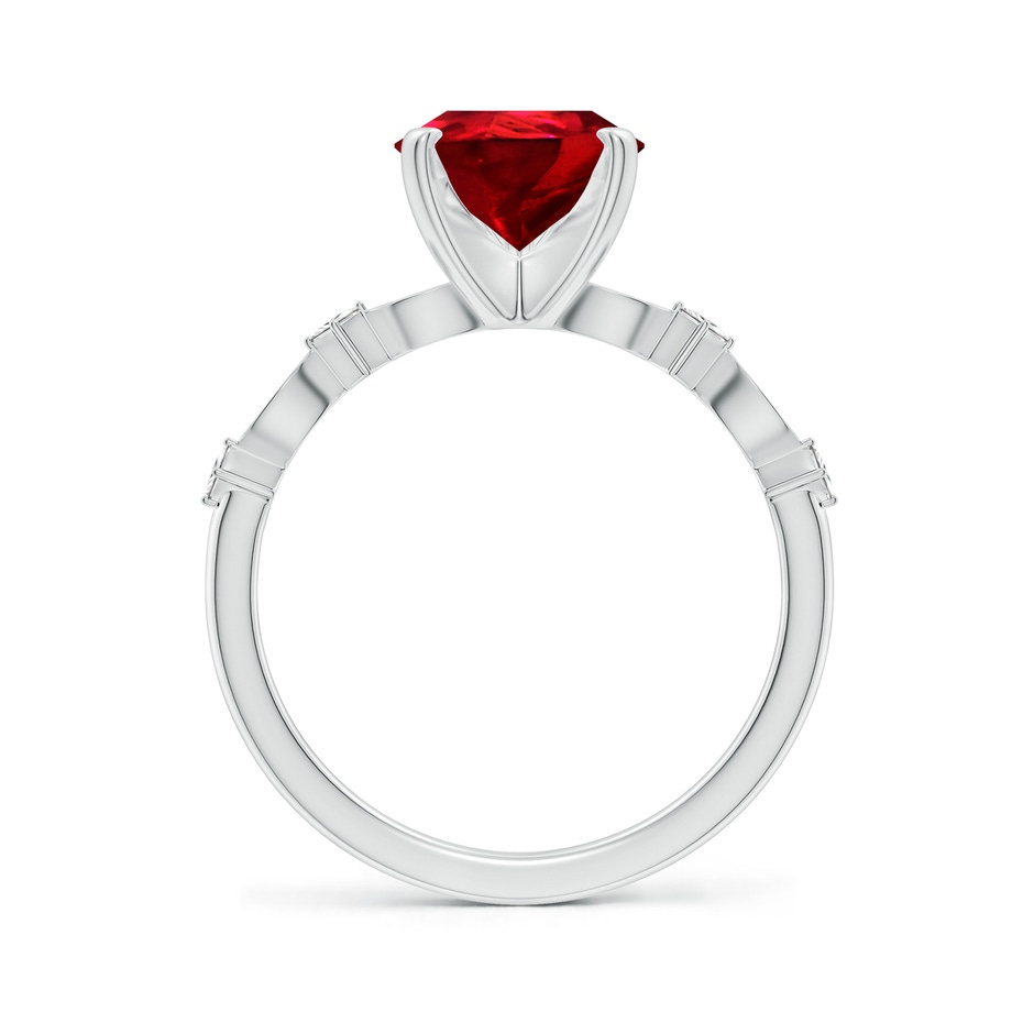 10x8mm Labgrown Pear Lab-Grown Ruby Engagement Ring with Marquise Motifs in 18K White Gold side 199