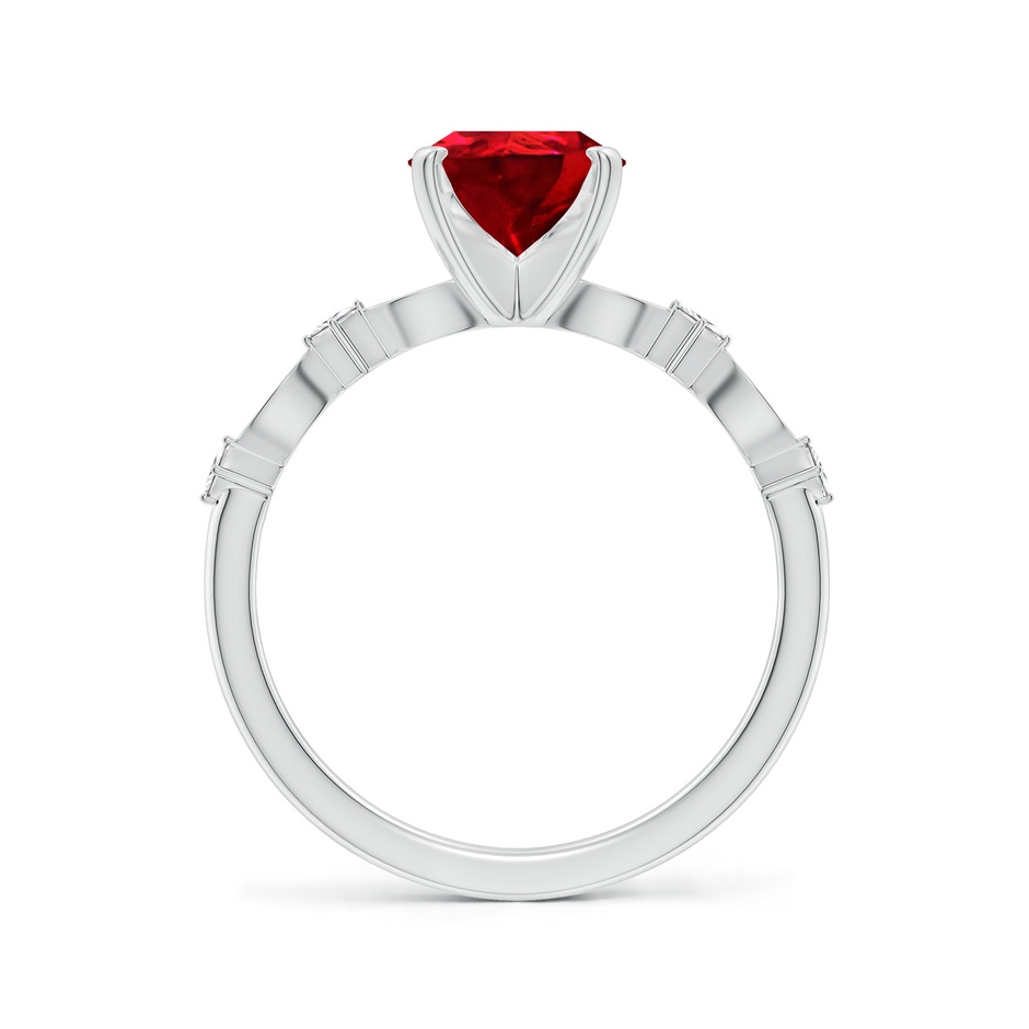 9x7mm Labgrown Pear Lab-Grown Ruby Engagement Ring with Marquise Motifs in White Gold side 199