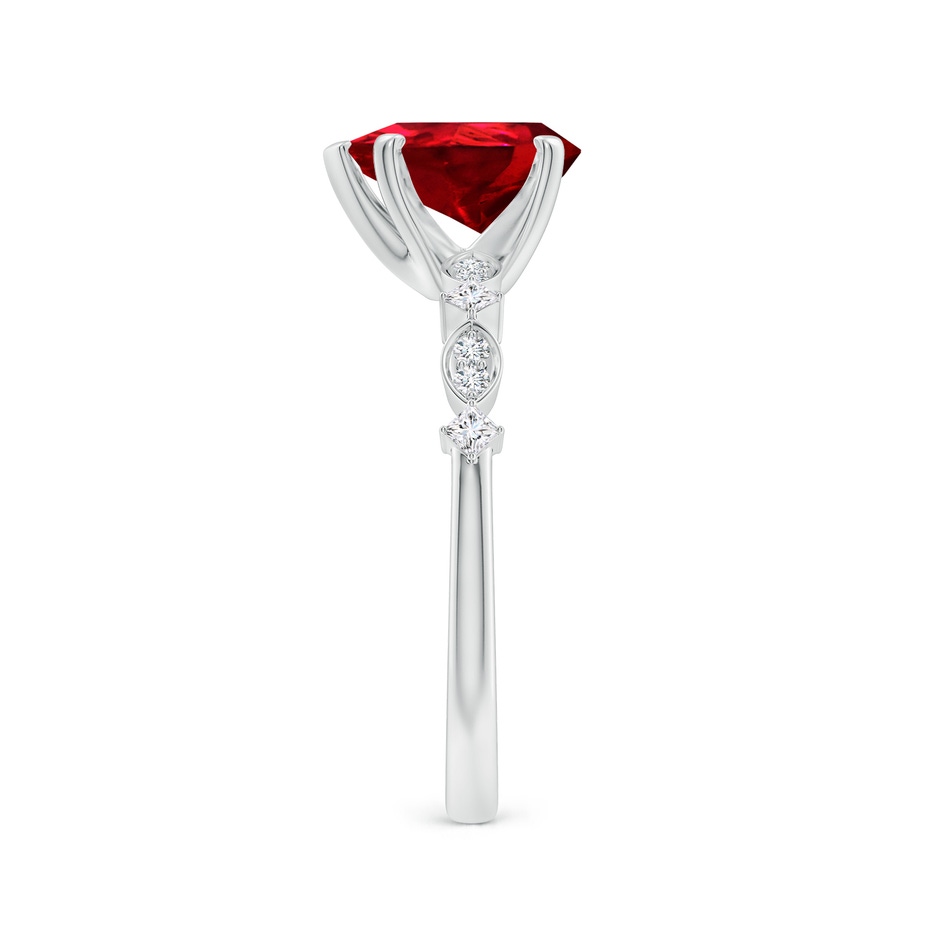 9x7mm Labgrown Pear Lab-Grown Ruby Engagement Ring with Marquise Motifs in White Gold side 299