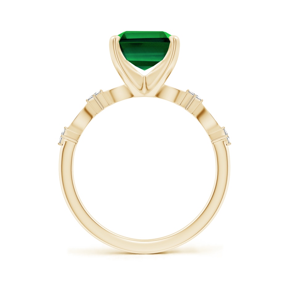 10x8mm Labgrown Emerald-Cut Lab-Grown Emerald Engagement Ring with Marquise Motifs in 18K Yellow Gold side 199