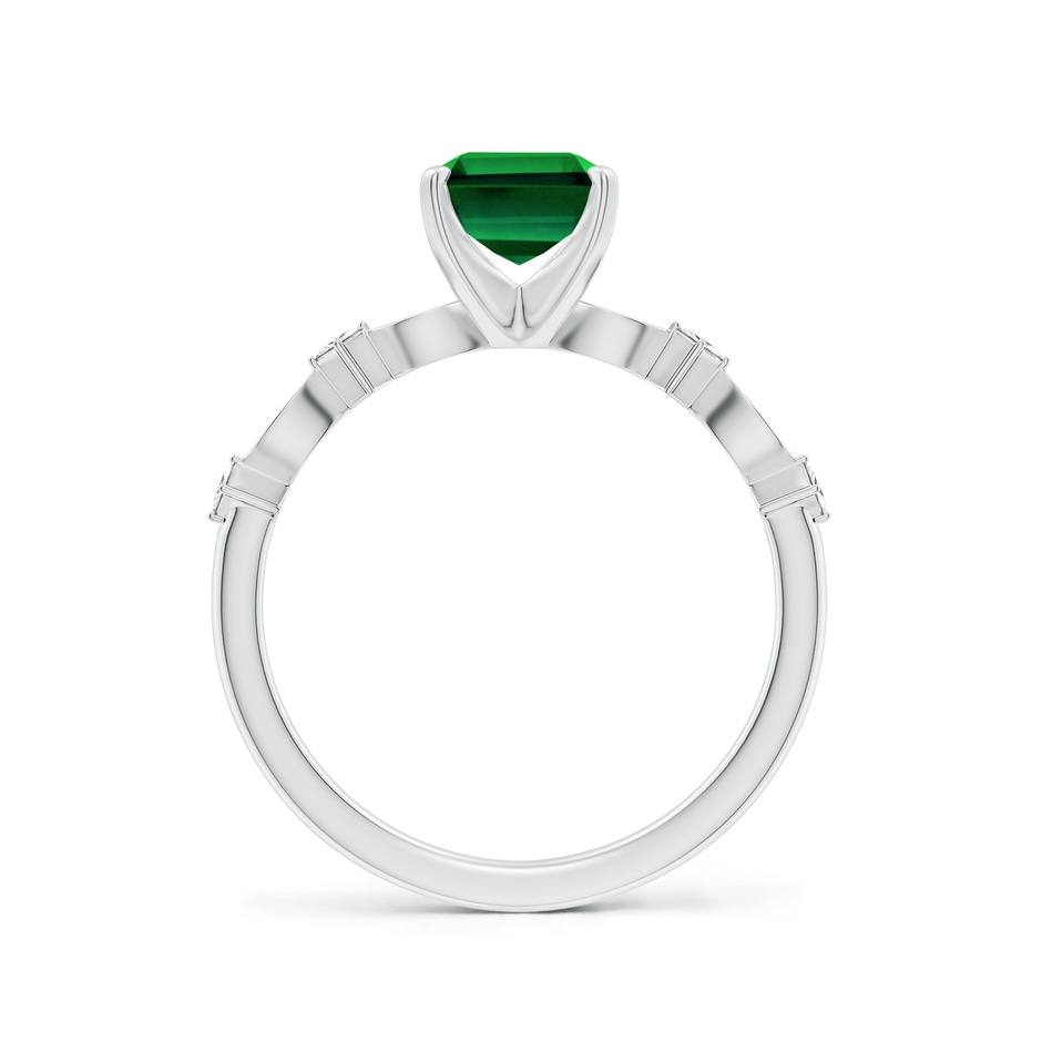8x6mm Labgrown Prong-Set Emerald-Cut Lab-Grown Emerald Engagement Ring with Marquise Motifs in White Gold side 199