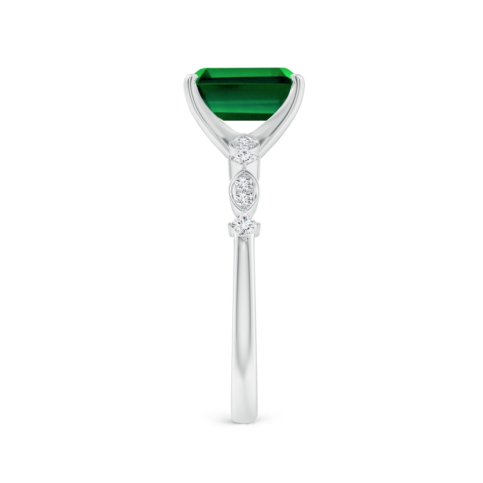 8x6mm Labgrown Prong-Set Emerald-Cut Lab-Grown Emerald Engagement Ring with Marquise Motifs in White Gold side 299